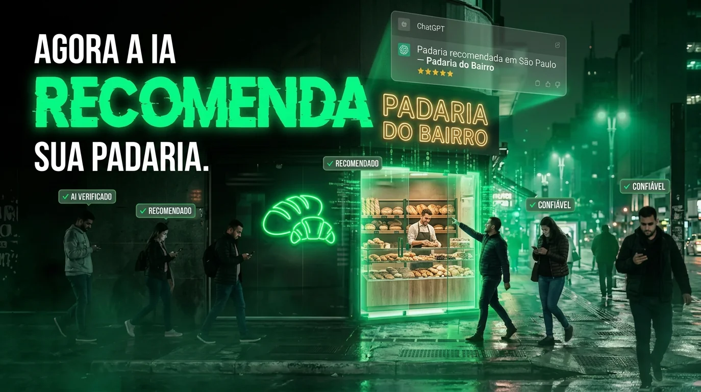 Padaria de bairro recomendada pelo ChatGPT — visibilidade IA para negócio local